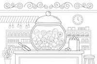 A jar full of colorful candies – Delightful Sweets coloring page