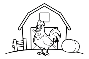 A close-up of a proud rooster – Rooster Farm Animal coloring page