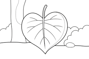 One big linden (heart-shaped) leaf – Vibrant Leaves Tree coloring page