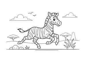 A zebra standing in the savanna – Galloping Zebra Wild coloring page
