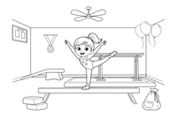 A gymnast balancing on one leg with arms up – Gymnastics Gymnastics coloring page