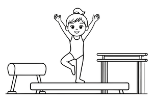 A gymnast balancing on one leg with arms up – Gymnastics Gymnastics coloring page