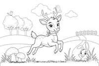 A deer running through the grass – Playful Deer in Wild coloring page