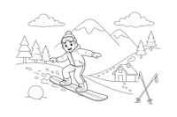 A snowboarder riding down the mountain – Winter Sports Adventure coloring page