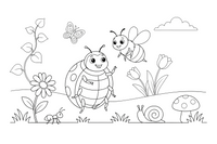 A ladybug with a bee friend – Ladybug coloring page