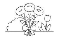 A bunch of carnations tied with a ribbon – Popular Flowers coloring page