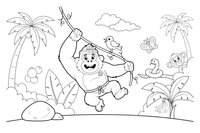A gorilla swinging on a vine – Gorilla coloring page