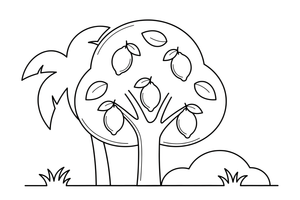 Lemons on a lemon tree – Tropical Fruits coloring page