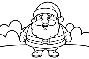 Santa cheerful in the snow – Christmas Winter Treats coloring page