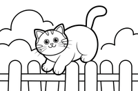 Ragdoll Cat balancing on a fence – Ragdoll Cat at Play coloring page