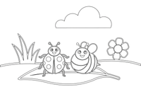 A ladybug with a bee friend – Ladybug coloring page