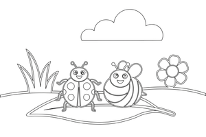 A ladybug with a bee friend – Ladybug coloring page