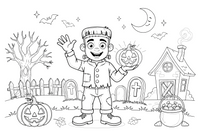 Halloween Frankenstein – Halloween Autumn Night coloring page
