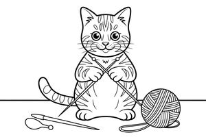 Bengal cat with knitting needles – Bengal Cat coloring page