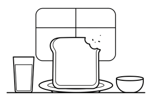 A slice of toast with a bite taken out – Classic Breakfast coloring page