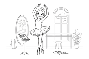 A ballerina standing on her tiptoes – Graceful Ballerina coloring page