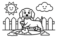 Dachshund digging a hole – Busy Dachshund Dog coloring page