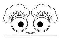 Big cartoon eyes with long eyelashes, close up – Body Parts Exploration coloring page
