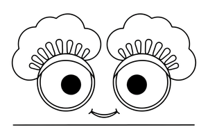 Big cartoon eyes with long eyelashes, close up – Body Parts Exploration coloring page
