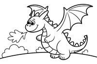 Dragon breathing a little puff of fire – Dragon Magical Dragon Soaring coloring page