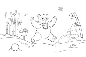A panda in the snow – Playful Panda Wild coloring page