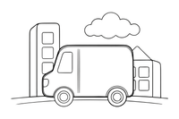 A delivery van driving down the street – City City Vehicles coloring page
