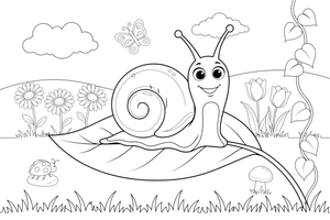 A snail crawling on a leaf – Snail coloring page