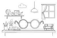 A pair of round glasses – Everyday Objects coloring page