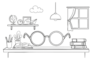 A pair of round glasses – Everyday Objects coloring page