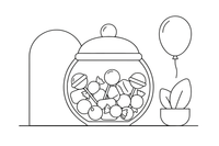 A jar full of colorful candies – Delightful Sweets coloring page