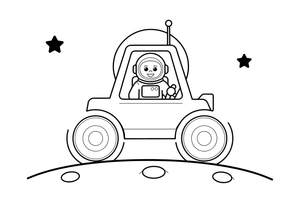 An astronaut driving a space rover – Astronaut coloring page