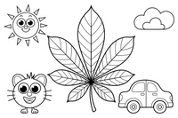 One big chestnut leaf with several long leaflets – Leaves coloring page