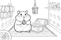 A hamster with puffed-up cheeks – Hamster coloring page