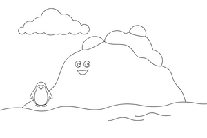 A big iceberg floating in the calm sea – Arctic Animals coloring page