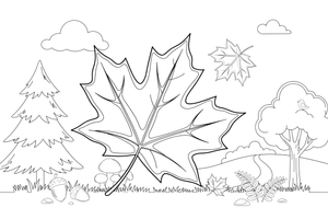 A big maple leaf – Nature treasures coloring page