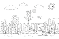 Lavender flowers growing along a fence – Lavender Flower Array coloring page