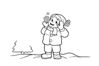 A child catching snowflakes on their tongue – Delicate Snowflake Sky coloring page