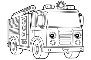 A fire truck driving out of the station – Fire Station coloring page