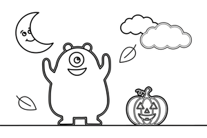 Halloween one-eyed monster – Halloween Autumn Night coloring page
