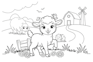 A cute baby lamb – Sheep coloring page
