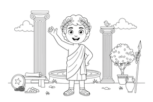 A Roman emperor with a laurel wreath on his head and a toga (Julius Caesar) – Historic People Around the World coloring page
