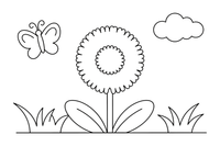 One big dandelion flower – Wildflowers coloring page