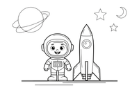 An astronaut next to a rocket – Astronaut coloring page