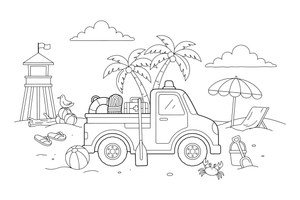 A lifeguard's rescue truck at the beach – Emergency Emergency Vehicles coloring page