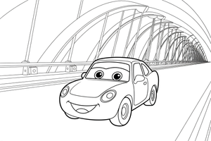 Car bridge – Car City Driving Scenes coloring page
