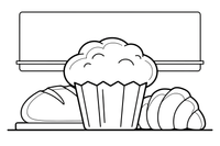 A muffin with a rounded top, close up – Classic Bakery & Bread coloring page