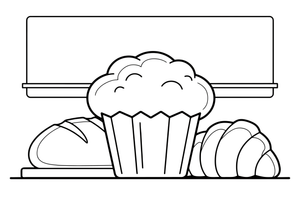 A muffin with a rounded top, close up – Classic Bakery & Bread coloring page