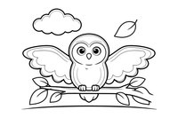 An owl spreading its wings to fly – Owl coloring page