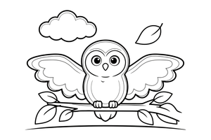 An owl spreading its wings to fly – Owl coloring page