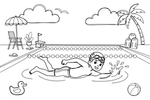A swimmer doing the front crawl – Dynamic Swimming Swimmers coloring page